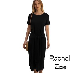 Rachel Zoe Black Ribbed Midi Dress Size S